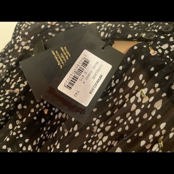 Maje Metallic Spot Print Silk Blend Swing Dress 40 - Picture 8 of 11